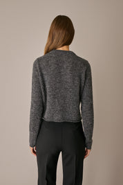Cardigan girocollo in blend di alpaca