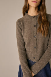 Cardigan girocollo in blend di alpaca
