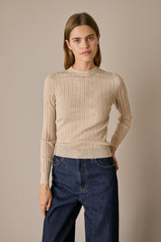 Maglia traforata in lana Merino extrafine