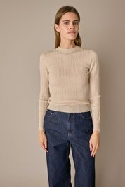 Maglia traforata in lana Merino extrafine