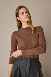 Maglia traforata in lana Merino extrafine