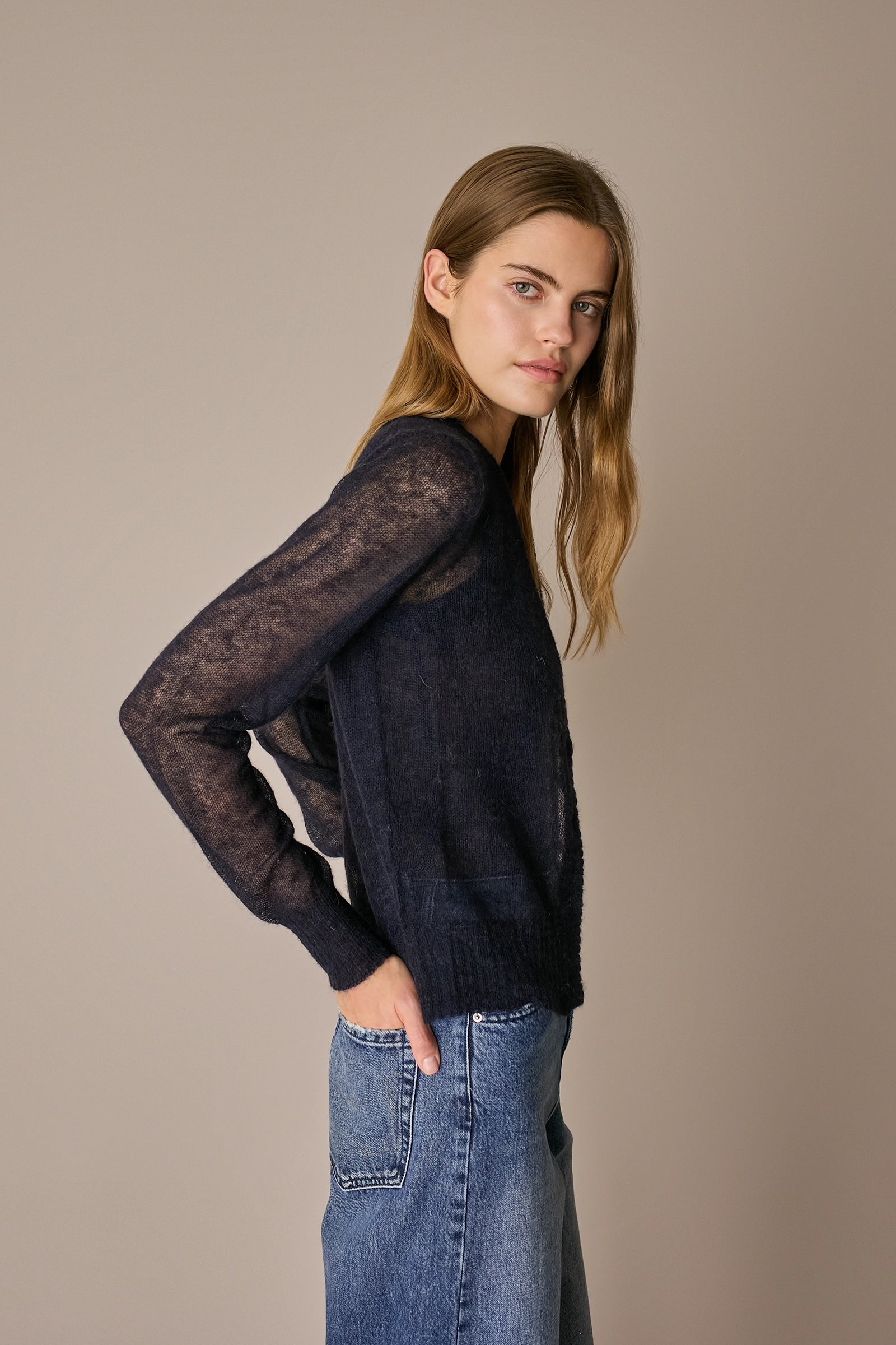 Set cardigan e top in alpaca e mohair