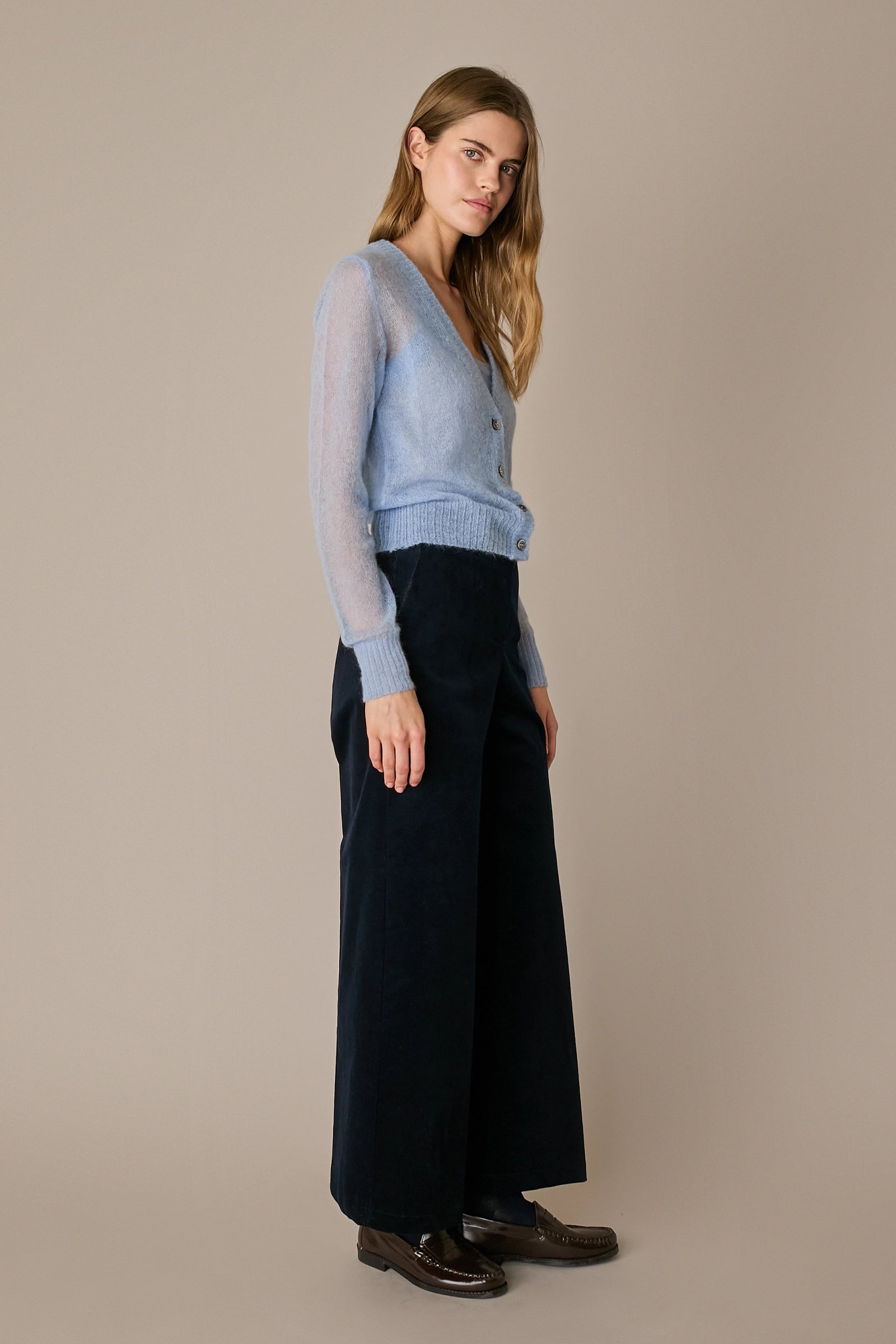 Set cardigan e top in alpaca e mohair